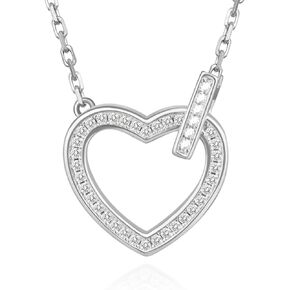 Heart Pendant Necklace for Women,18K gold Plated Cubic Zirconia Set in Sterling Silver Heart Necklaces Charm Chain,Dainty Valentines Anniversary Birthday Jewelry Gifts for Women Girls,Chain Length 17.7"
