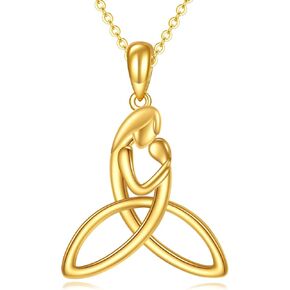 14K Gold Celtic Knot Necklace for Women Amulet Pendant Irish Jewelry Birthday Gifts for Wife Daughter Mom