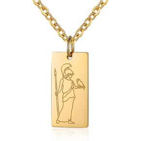 Susook Goddess Necklace for Women 18K Gold Plated Dainty Bar Pendant Stainless Steel Chain 20+2 inch Mythology Greek Jewelry Waterproof Non Tarnish Friendship Jewelry Gift for Girls in Kuwait