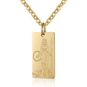 Susook Goddess Necklace for Women 18K Gold Plated Dainty Bar Pendant Stainless Steel Chain 20+2 inch Mythology Greek Jewelry Waterproof Non Tarnish Friendship Jewelry Gift for Girls