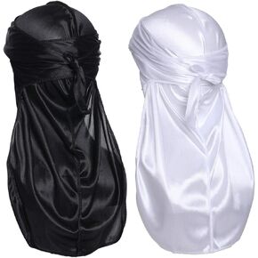 Silk Durag for Men Waves Silky Extra Long Tail Wide Straps Designer Du-rag Do Rags for Waver