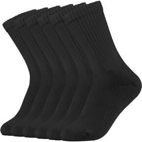 LO SHOKIM Crew Socks Women Athletic Socks Men Cushioned Running Socks 6 Pairs Cotton Dress Work Sports Socks 4-10