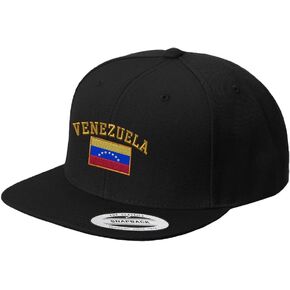 Speedy Pros Venezuela Flag Embroidered Flat Visor Snapback Hat Black