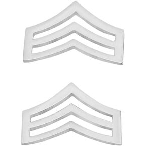 Smith & Warren 3/4" H x 1" W Sergeant Chevron Collar Brass Rank Insignia Silver Finish Police Military Uniform Pin