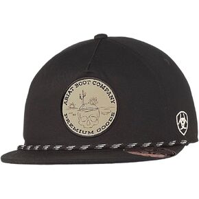 ARIAT Mens Snap Back Skull Desert Patch Black Cap