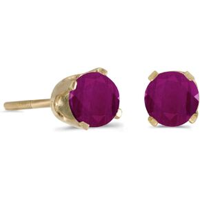 4 mm Round Ruby Screw-back Stud Earrings in 14k Yellow Gold