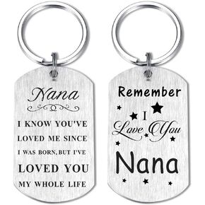Nana Gifts for Christmas, Remember I Love You Nana Keychain, Personalized Nana Birthday Gifts, Mothers Day Gifts for Nana from Grandkids, Best Xmas Nana Gift Ideas