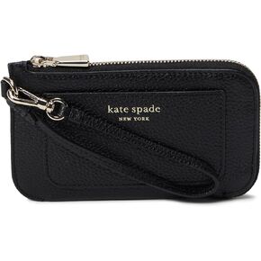 Kate Spade New York Women's Ava Pebbled Leather Coin Card Case Wristlet, Black, Carry-On 20-Inch