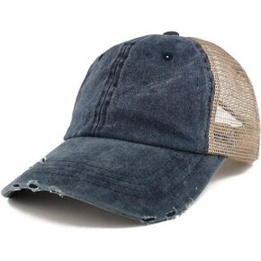 Trendy Apparel Shop Pigment Dyed Front Mesh Back Frayed Bill Trucker Cap