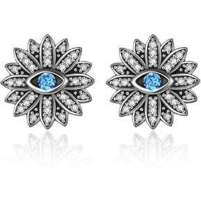 Yoga Lotus Stud Earrings Sterling Silver Evil Eye Lotus Flower Earring Christmas Jewelry Gifts for Women