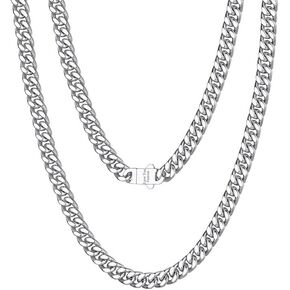Stainless Steel Link Chain Necklace for Men Women 5/7/9/12mm Wide Chunky Cuban Curb Chains Hip Hop Jewelry(with Gift Box)