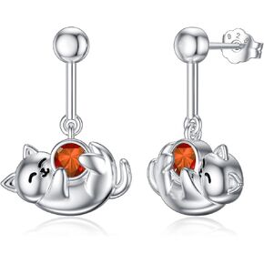 Pytali Cat Earrings 925 Sterling Silver Cute Earrings Hypoallergenic Nickel Free Earrings for Sensitive Ears Silver Stud Earrings Kawaii Rose Quartz Birthstone Animal Stud Earrings for Women Teen Girls for Ages 8-12 Jewelry Gift for Women Mom Wife Daughte in Kuwait