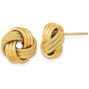 Diamond2Deal 14k Gold Polished Textured Love Knot Stud Earrings for Women