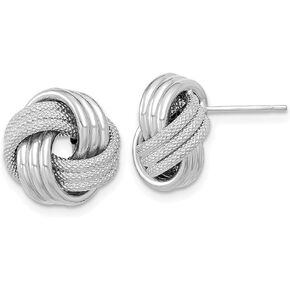 Diamond2Deal 14k Gold Polished Textured Love Knot Stud Earrings for Women