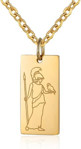 Susook Goddess Necklace for Women 18K Gold Plated Dainty Bar Pendant Stainless Steel Chain 20+2 inch Mythology Greek Jewelry Waterproof Non Tarnish Friendship Jewelry Gift for Girls in Kuwait