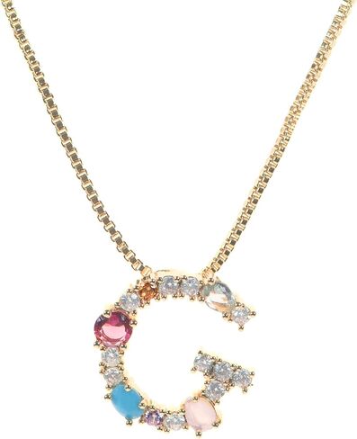 beya LUX Necklace with Initials – 18K Gold Plated Gold Monogram Necklace – Gold Big Letter Necklace with Cubic Zirconia Stones – Chic Necklaces for Women with Letter in Kuwait