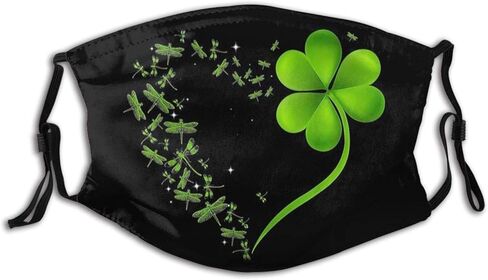 Dragonfly Heart Irish Shamrock Heart Clover St. Patrick Day Gift Face Mask Reusable Scarf St. Patrick's Day Windproof Balaclava for Men Women & Adults in Kuwait