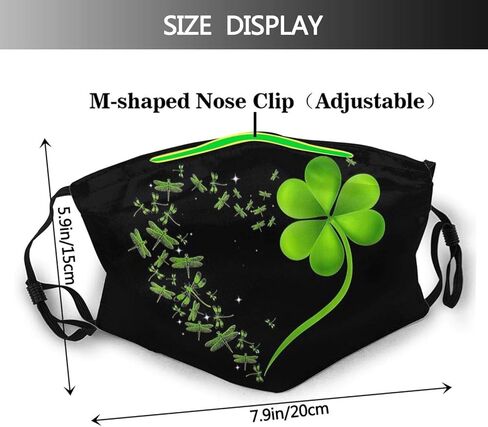 Dragonfly Heart Irish Shamrock Heart Clover St. Patrick Day Gift Face Mask Reusable Scarf St. Patrick's Day Windproof Balaclava for Men Women & Adults in Kuwait