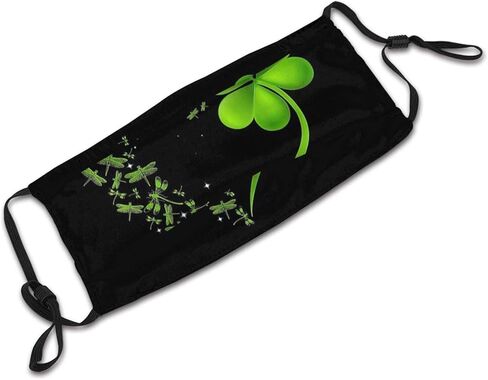 Dragonfly Heart Irish Shamrock Heart Clover St. Patrick Day Gift Face Mask Reusable Scarf St. Patrick's Day Windproof Balaclava for Men Women & Adults in Kuwait