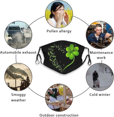 Dragonfly Heart Irish Shamrock Heart Clover St. Patrick Day Gift Face Mask Reusable Scarf St. Patrick's Day Windproof Balaclava for Men Women & Adults in Kuwait