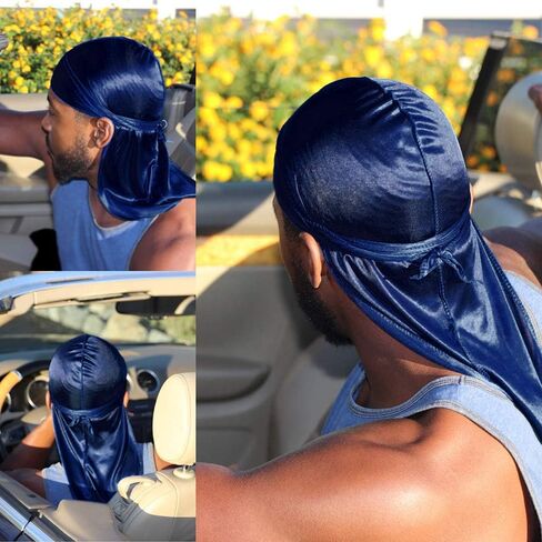 Silk Durag for Men Waves Silky Extra Long Tail Wide Straps Designer Du-rag Do Rags for Waver in Saudi Arabia