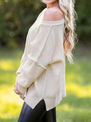 CUPSHE Women Crewneck Sweater Tops Long Sleeves Top Knit Pullover Casual Sweater Casual in Saudi Arabia