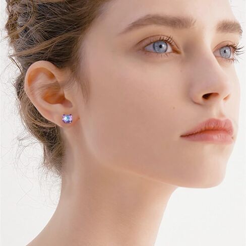 Cat Earrings 925 Sterling Silver Cute Animal Stud Earrings Purple Crystal Earrings Kitten Earrings Cat Jewelry Gift for Women Girl Teens, One Size, Metal, Cubic Zirconia in Saudi Arabia