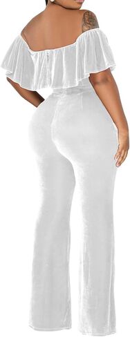 بذلة نسائية مثيرة بدون أكتاف من KnoInt بذلة طويلة أنيقة مكشكشة غير رسمية بأرجل واسعة وسراويل طويلة ملابس النادي in Kuwait