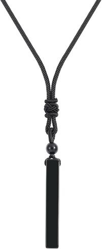 UILZ Healing Crystal Necklace for Men Women Natural Pointed Stone Pendant Necklaces Adjustable Black Rope Necklaces Gemstone Jewelry in Saudi Arabia