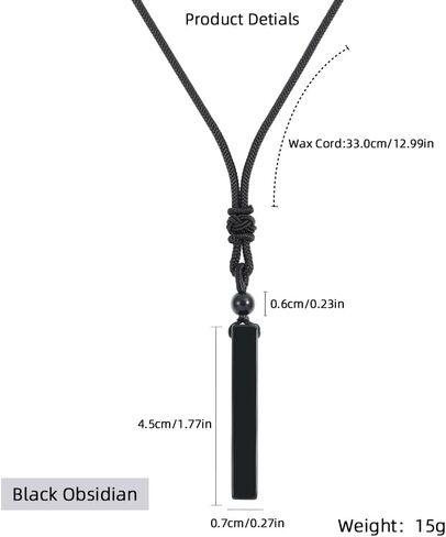 UILZ Healing Crystal Necklace for Men Women Natural Pointed Stone Pendant Necklaces Adjustable Black Rope Necklaces Gemstone Jewelry in Saudi Arabia