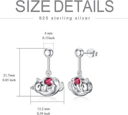 Pytali Cat Earrings 925 Sterling Silver Cute Earrings Hypoallergenic Nickel Free Earrings for Sensitive Ears Silver Stud Earrings Kawaii Rose Quartz Birthstone Animal Stud Earrings for Women Teen Girls for Ages 8-12 Jewelry Gift for Women Mom Wife Daughte in Kuwait