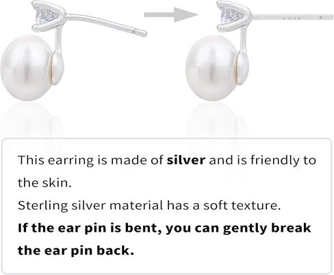 أقراط اللؤلؤ الطبيعي الحقيقي للنساء زركون 925 من الفضة الاسترليني أقراط مصنوعة يدويًا مجوهرات للنساء هدايا AAAA جودة لؤلؤ المياه العذبة الأبيض الطبيعي in Kuwait