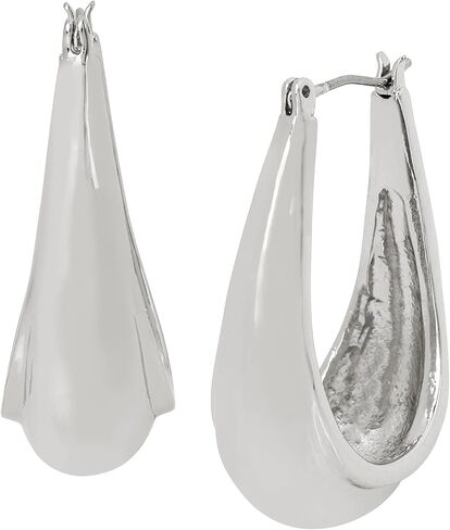 Oval Tube Hoop Earrings, One Size, Metal, No Gemstone in Kuwait