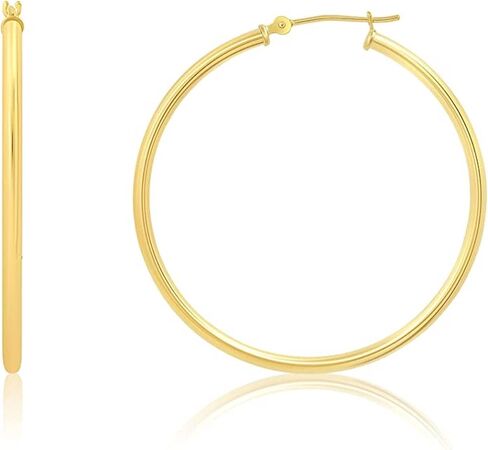 ابتسامة فضية 14 قيراط أقراط دائرية لا نهاية لها من الذهب الأصفر | أقراط أنبوبية خفيفة الوزن | أقراط دائرية جذابة| اختيار مثالي للذكرى السنوية وعيد الميلاد لها | قياس 2.25 ملم in Kuwait