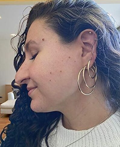 ابتسامة فضية 14 قيراط أقراط دائرية لا نهاية لها من الذهب الأصفر | أقراط أنبوبية خفيفة الوزن | أقراط دائرية جذابة| اختيار مثالي للذكرى السنوية وعيد الميلاد لها | قياس 2.25 ملم in Kuwait