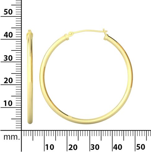 ابتسامة فضية 14 قيراط أقراط دائرية لا نهاية لها من الذهب الأصفر | أقراط أنبوبية خفيفة الوزن | أقراط دائرية جذابة| اختيار مثالي للذكرى السنوية وعيد الميلاد لها | قياس 2.25 ملم in Kuwait