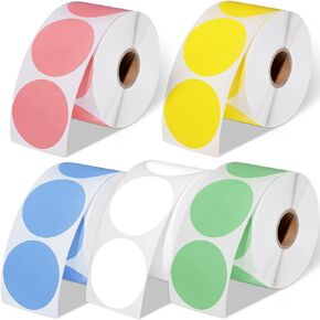 Epakh 5 Rolls 3750 Labels Thermal Stickers 2 Inch Round Thermal Labels Multi Purpose Colorful Self Adhesive Direct Circle Printer Sticker for Business DIY Code Name Tag