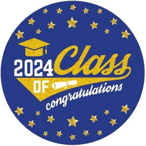 Blue and Gold Class of 2024 Graduation Party Favor Stickers - 2 in - 50 Labels