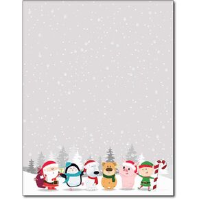 Winter Friends Holiday Christmas Stationery Paper - 80 Sheets