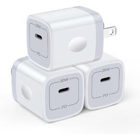 3Pack USB C Power Adapter Android Phone Super Fast Charger Samsung Charging Block 20W Type C Wall Charger Block for Samsung Galaxy A15 5G/A35/A55/A54/A14/S24 Ultra/S23/S22/S21/S20/iPhone 15/Pixel 8a/8