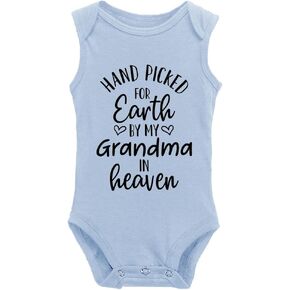 Hand Picked For Earth By My Grandma In Heaven Universal Boys And Girls Short Sleeve Bodysuits