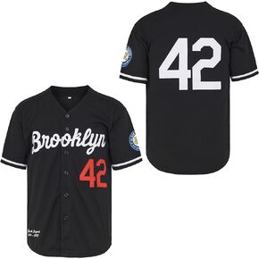 Youth Black Legend Baseball Jersey #42 Vintage Embroidered Retro Hip Hop Jersey Stitched