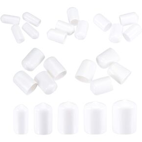 MECCANIXITY Round End Caps Rubber Cover 25pcs 1/4" 3/8" 1/2" 5/8" 3/4" White Screw Protector for Screw Bolt Pipe
