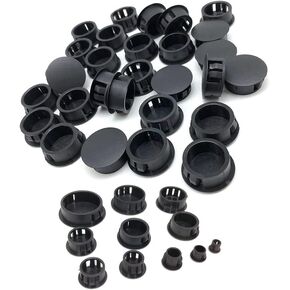 100 Pcs Plastic Plugs, 5mm Black Plastic Hole Plugs, Locking Insert End Cap, Hole Covers for Screw Holes Furniture Machines Cabinets