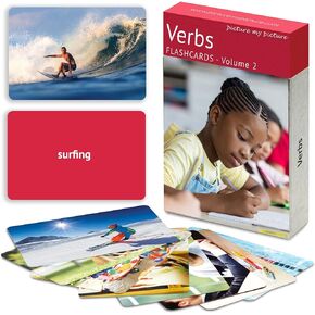 Verb Flash Cards Volume 2 | 40 Action Language Builder Picture Cards for Kids and Adults | ESL Teaching Materials for Adults | Picture Cards for Speech Therapy and Home Schooling | Vocabulary Builder