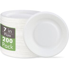 Vplus 100% Compostable Small Paper Plates, 300 Pack 6 Inch Disposable Paper Plates, Uncoated Biodegradable Plates Made of Sugar Cane Fibers, Perfect for Sandwich, Cake, and Snack