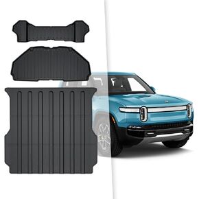 Bed Mat and Front Cargo Liners Mats for Rivian R1T Accessories, All Weather Protection Cargo Liner fits Rivian R1T 2024 2023 2022