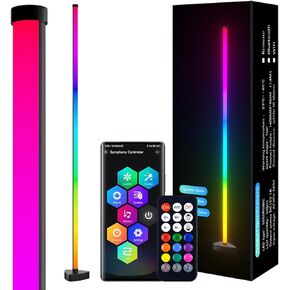 Corner LED Floor Lamps for Living Room Bedroom with App and Remote Control, 16 Million Colors & 68+ Scene, Music Sync, Timer Setting Black