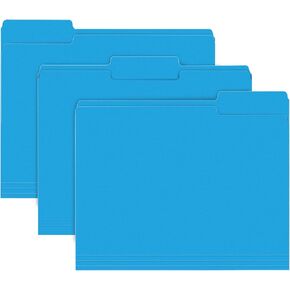 File Folder, RAZCC 150 Pack 1/3 Cut Tab File Folders Letter Size, Cyan, Colored Folders with Tab Great for Organizing and Easy File Storage