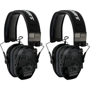 Walkers Razor Patriot Series Hi-Gain Omnidirectional Microphone Adjustable Range Shooting Hunting Hearing Protection Electronic Earmuffs (Kryptek Camo) (2-Pack)